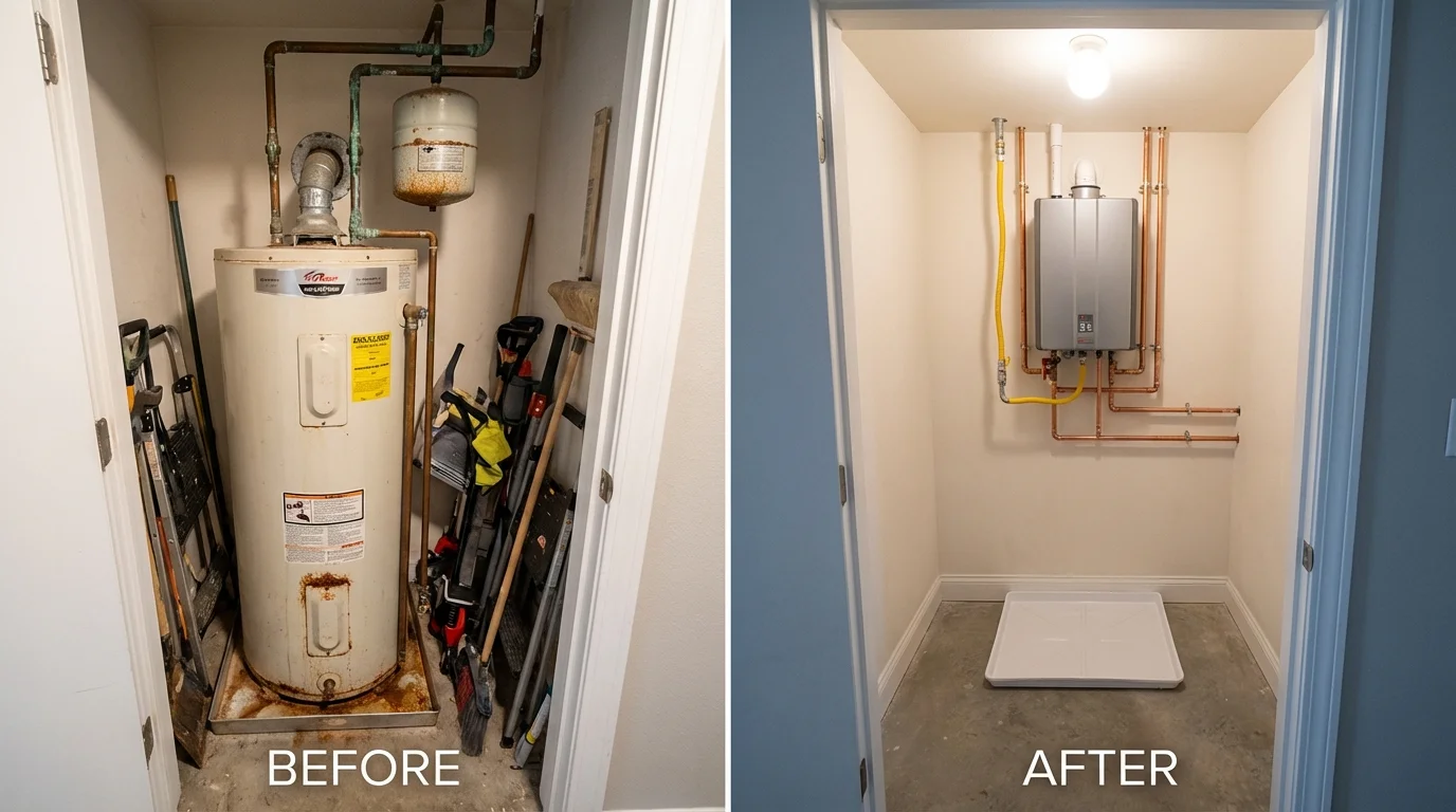 Tank water heater versus wall-mounted tankless unit comparison for Harris, MN homeowners