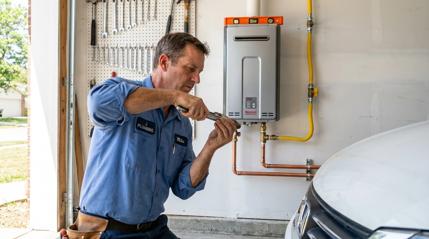 Tankless water heater installation by a Johns Plumbing LLC plumber in Harris